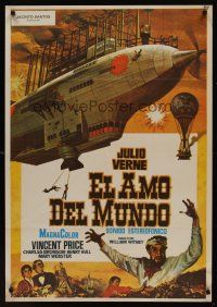 8j129 MASTER OF THE WORLD Spanish '61 Jules Verne, Vincent Price, art of enormous flying machine!