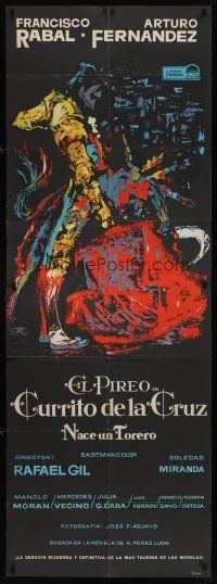 8j091 CURRITO OF THE CROSS Spanish 27x74 '65 Francisco Rabal, Retina silkscreen art of matador!
