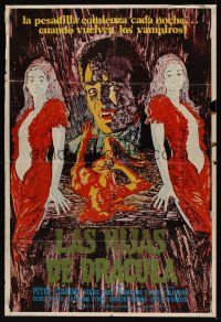 8j152 TWINS OF EVIL Spanish '72 Hammer horror, cool colorful artwork of vampires!