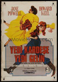 8j061 SEVEN BRIDES FOR SEVEN BROTHERS Turkish '54 art of Jane Powell & Howard Keel, classic MGM!