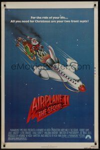 8k019 AIRPLANE II  1sh '82 Robert Hays, great wacky art of Santa Claus dragged by plane!