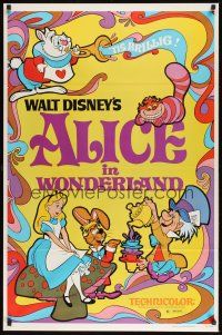 8k020 ALICE IN WONDERLAND  1sh R81 Walt Disney Lewis Carroll classic, cool psychedelic art!