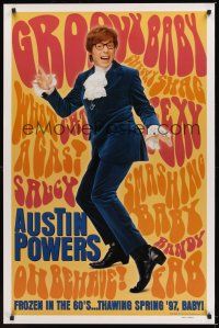 8k038 AUSTIN POWERS: INT'L MAN OF MYSTERY teaser 1sh '97 Mike Myers is frozen in the 60s!