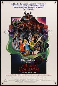 8k064 BLACK CAULDRON advance 1sh '85 first Walt Disney CG, cool fantasy art by P. Wensel!