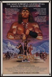 8k115 CONAN THE DESTROYER advance 1sh '84 Arnold Schwarzenegger is the most powerful legend of all!