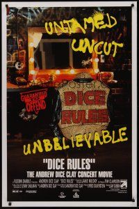 8k145 DICE RULES video 1sh '91 comedy documentary guaranteed to offend, Andrew Dice Clay!