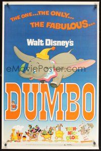 8k162 DUMBO  1sh R72 colorful art from Walt Disney circus elephant classic!