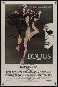 8k181 EQUUS  1sh '77 Richard Burton, Peter Firth, really cool artwork by Bob Peak!