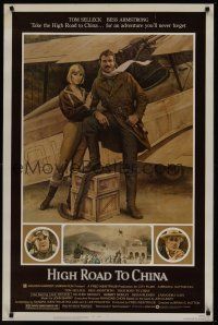 8k271 HIGH ROAD TO CHINA  1sh '83 Morgan Kane art of aviator Tom Selleck & Bess Armstrong!
