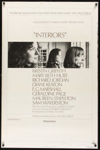 8k292 INTERIORS style B 1sh '78 Woody Allen, Diane Keaton, Mary Beth Hurt, Kristin Griffith