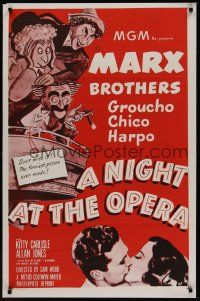 8k414 NIGHT AT THE OPERA  1sh R50s Groucho Marx, Chico Marx, Harpo Marx, Kitty Carlisle!
