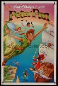 8k445 PETER PAN  1sh R89 Walt Disney animated cartoon fantasy classic, flying artwork!