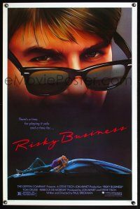 8k496 RISKY BUSINESS  1sh '83 classic close up artwork image of Tom Cruise in cool shades!