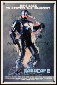 8k500 ROBOCOP 2 int'l 1sh '90 full-length image of cyborg policeman Peter Weller, sci-fi sequel!