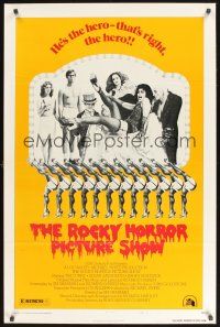 8k504 ROCKY HORROR PICTURE SHOW style B 1sh '75 wacky Tim Curry is the hero, Susan Sarandon!