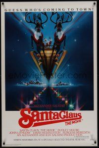 8k514 SANTA CLAUS THE MOVIE advance 1sh '85 cool Bob Peak artwork of Santa & his sleigh!