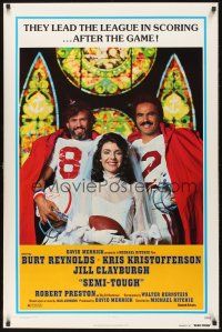 8k530 SEMI-TOUGH advance 1sh '77 Burt Reynolds, Kris Kristofferson, Jill Clayburgh!