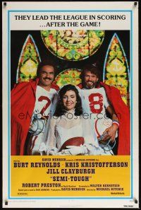 8k529 SEMI-TOUGH  1sh '77 image of football players Burt Reynolds & Kris Kristofferson!