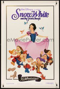 8k549 SNOW WHITE & THE SEVEN DWARFS foil 1sh R87 Walt Disney animated cartoon fantasy classic!