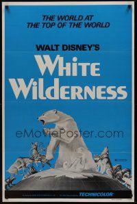 8k666 WHITE WILDERNESS  1sh R72 Disney, cool art of polar bear & arctic animals on top of world!