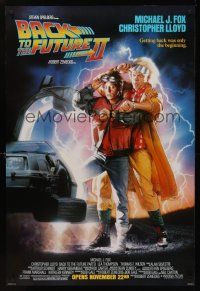 8m051 BACK TO THE FUTURE II advance DS 1sh '89 Michael J. Fox & Christopher Lloyd by Drew Struzan!
