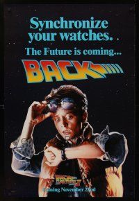 8m053 BACK TO THE FUTURE II teaser DS 1sh '89 Michael J. Fox, synchronize your watches!