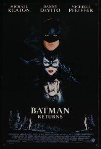 8m067 BATMAN RETURNS 1sh '92 Michael Keaton, Danny DeVito, Michelle Pfeiffer, Tim Burton!