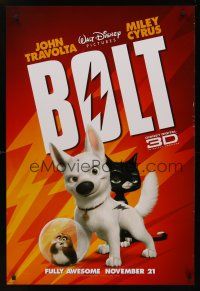8m098 BOLT advance DS 1sh '08 John Travolta, Miley Cyrus, CG cartoon!