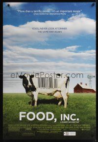 8m242 FOOD, INC. DS 1sh '08 Robert Kenner, image of cow with bar code!