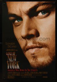 8m260 GANGS OF NEW YORK advance 1sh '02 Martin Scorsese, huge close-up of Leonardo DiCaprio!