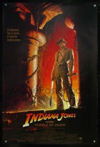 8m330 INDIANA JONES & THE TEMPLE OF DOOM 1sh '84 full-length art of Harrison Ford by Bruce Wolfe!