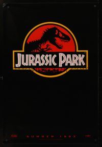 8m367 JURASSIC PARK red teaser 1sh '93 Steven Spielberg, Richard Attenborough re-creates dinosaurs!
