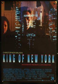 8m381 KING OF NEW YORK 1sh '90 cool reflection of Christopher Walken, directed by Abel Ferrara!