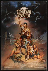 8m481 NATIONAL LAMPOON'S EUROPEAN VACATION 1sh '85 Boris Vallejo art with strongman Chevy Chase!