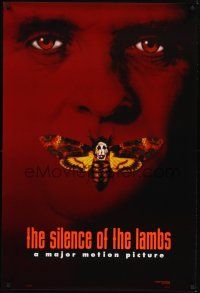 8m594 SILENCE OF THE LAMBS style B teaser DS 1sh '90 Anthony Hopkins with moth over mouth!