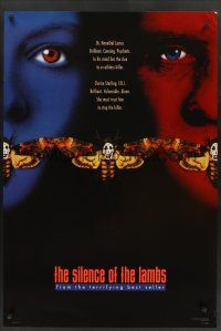 8m595 SILENCE OF THE LAMBS style C teaser 1sh '90 great image of Jodie Foster & Anthony Hopkins!