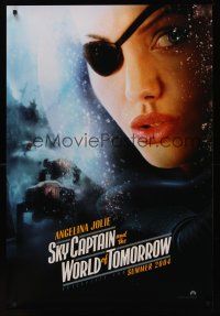 8m602 SKY CAPTAIN & THE WORLD OF TOMORROW teaser DS 1sh '04 close-up of Angelina Jolie w/eyepatch!