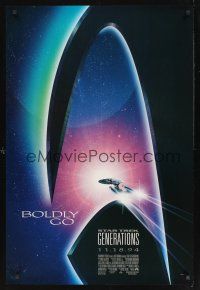 8m629 STAR TREK: GENERATIONS advance 1sh '94 Patrick Stewart as Picard, William Shatner as Kirk!