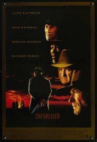 8m719 UNFORGIVEN DS 1sh '92 gunslinger Clint Eastwood, Morgan Freeman, Gene Hackman!