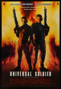 8m721 UNIVERSAL SOLDIER int'l DS 1sh '92 full-length image of Jean-Claude Van Damme & Lundgren!