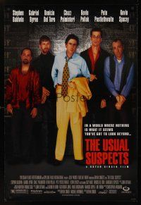8m727 USUAL SUSPECTS DS 1sh '95 Kevin Spacey covering watch, Baldwin, Byrne, Palminteri, Singer!
