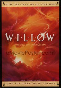8m762 WILLOW teaser 1sh '88 George Lucas & Ron Howard directed, cool fantasy art!
