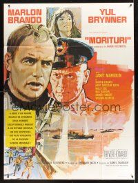 8p395 MORITURI French 1p '65 art of Marlon Brando & Nazi captain Yul Brynner by Tealdi!