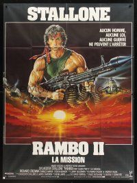 8p417 RAMBO FIRST BLOOD PART II French 1p '85 Sylvester Stallone, cool art by Casaro!