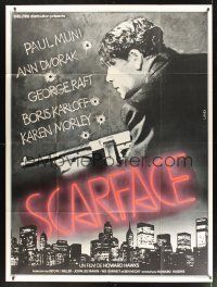 8p431 SCARFACE French 1p R70s Howard Hawks, cool different image of gangster Paul Muni!