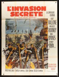 8p433 SECRET INVASION French 1p '64 Stewart Granger, Raf Vallone, Mickey Rooney, cool WWII artwork