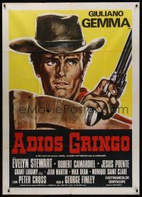 8p006 ADIOS GRINGO Italian 1p '66 artwrok of cowboy Giuliano Gemma, spaghetti western!