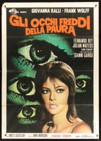 8p028 COLD EYES OF FEAR Italian 1p '71 sexy Giovanna Ralli & art of huge eyes by Renato Casaro!