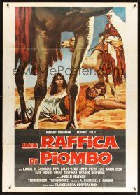 8p038 DESERT RENEGADES Italian 1p '66 art of Robert Hoffmann & girl on ground by camels!