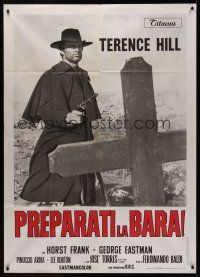 8p041 DJANGO PREPARE A COFFIN Italian 1p '68 cool image of Terence Hill with gun by grave!